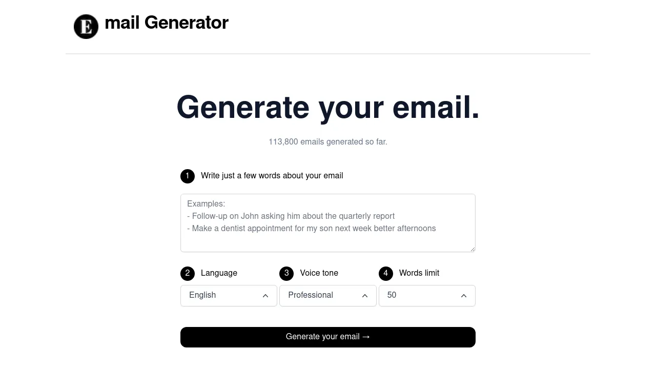 Email Generator screenshot