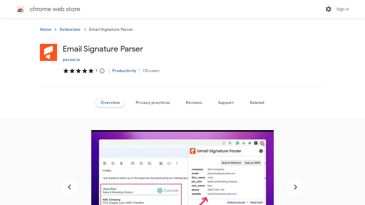 Email Signature Parser screenshot