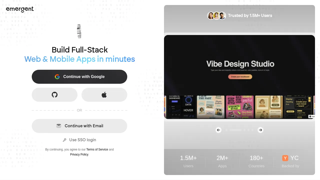 Emergent - Agentic AI vibe coding platform