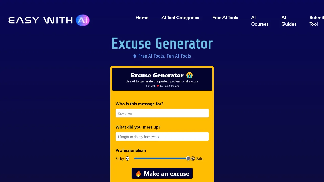 Excuse Generator screenshot
