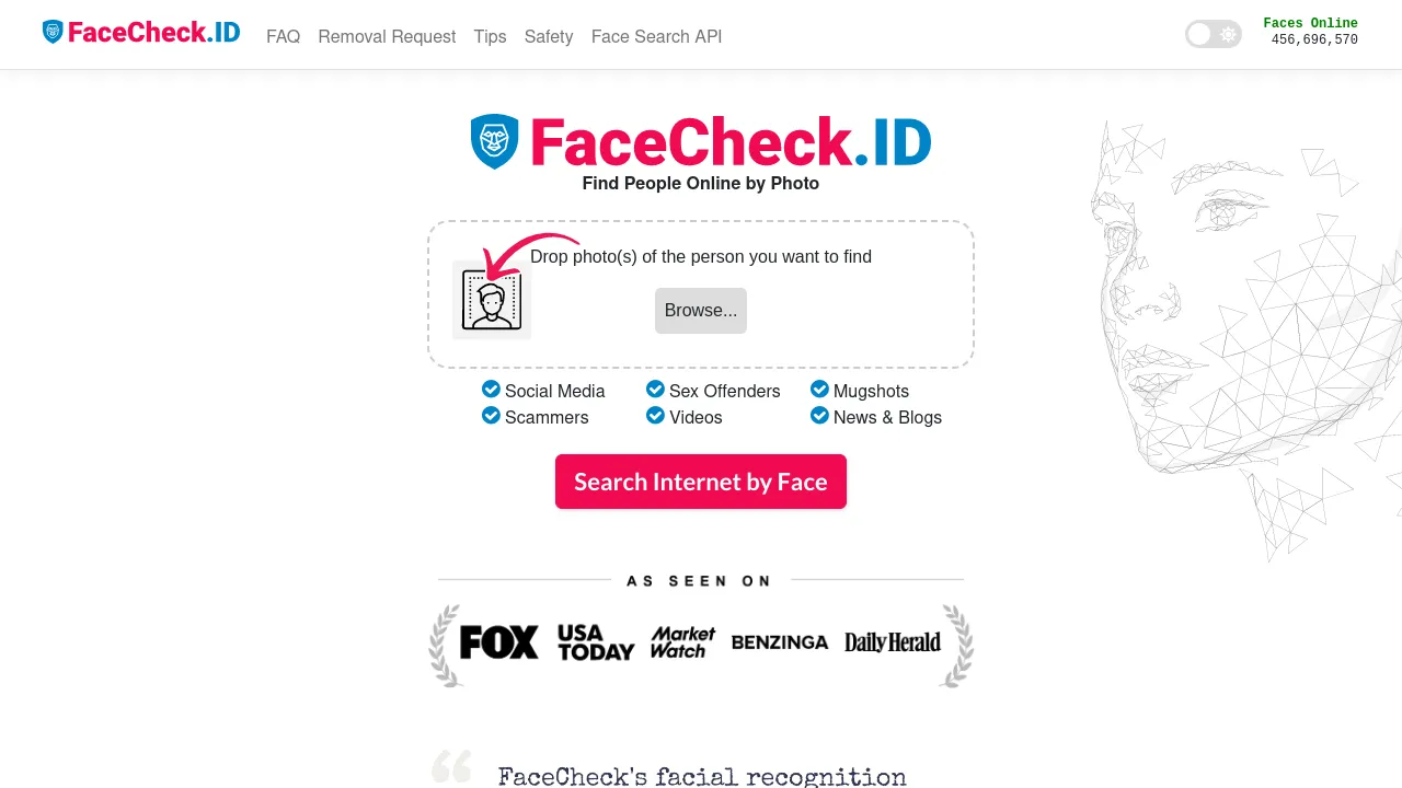FaceCheck ID screenshot