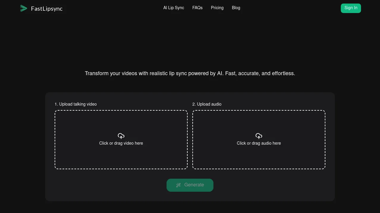 FastLipsync - Fast AI Lip Sync Video Generator