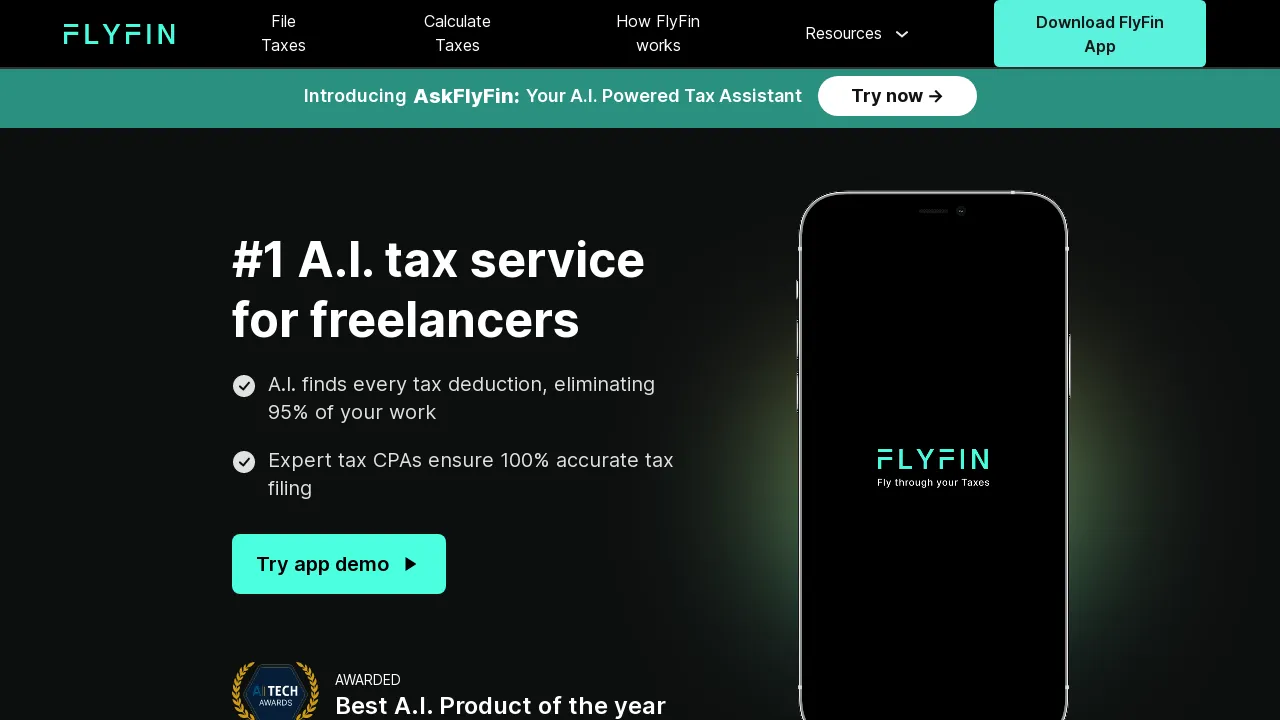 Flyfin tax screenshot