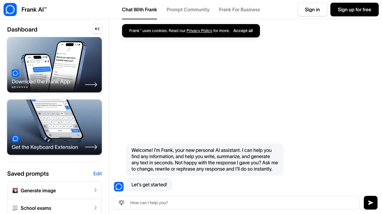 Frank AI screenshot