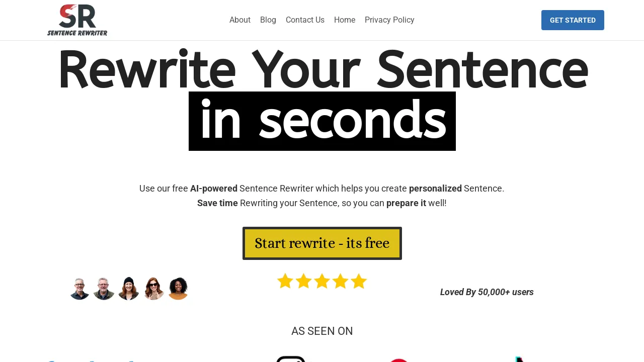 Free AI Sentence Rewriter Tool - Rewrite Sentence in Seconds screenshot