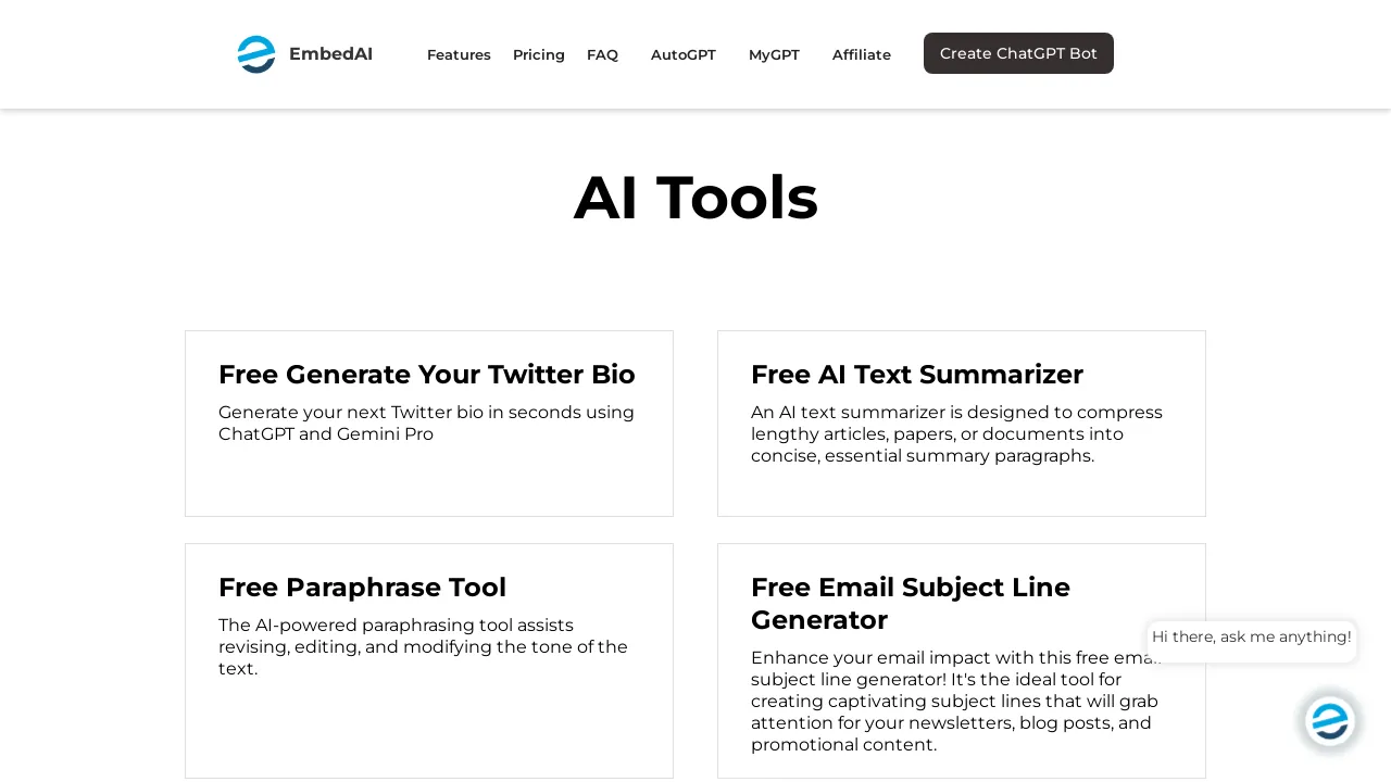 Free AI Writing &amp; Generators Tools screenshot