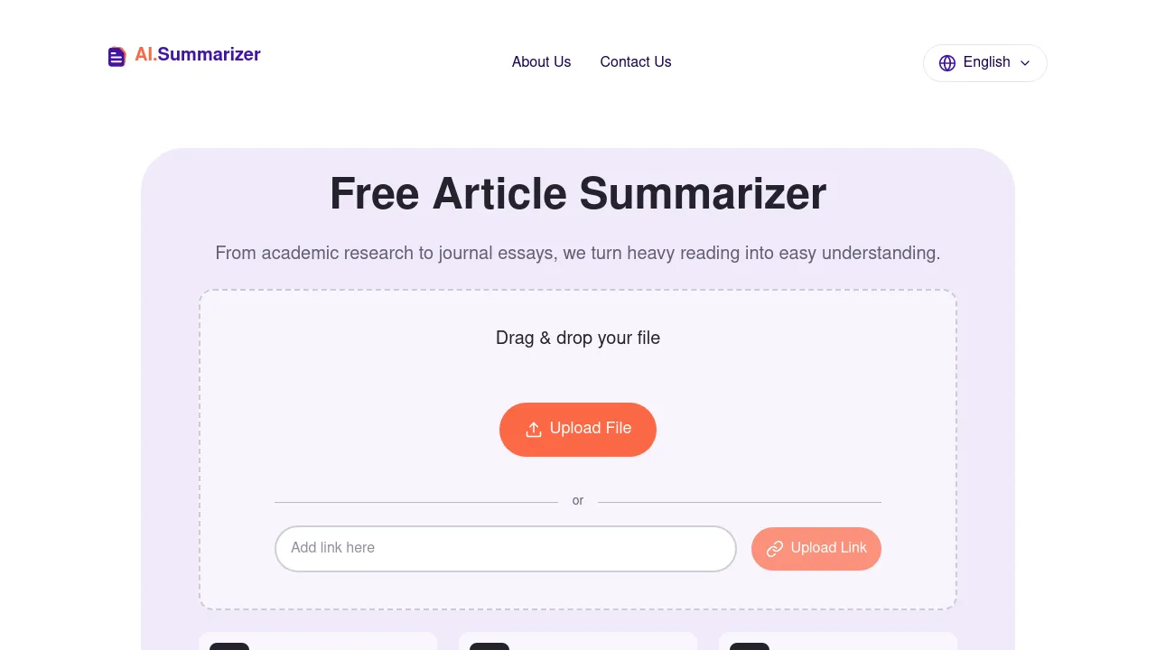 Free Article Summarizer – Get the Insights with Powerful AI screenshot