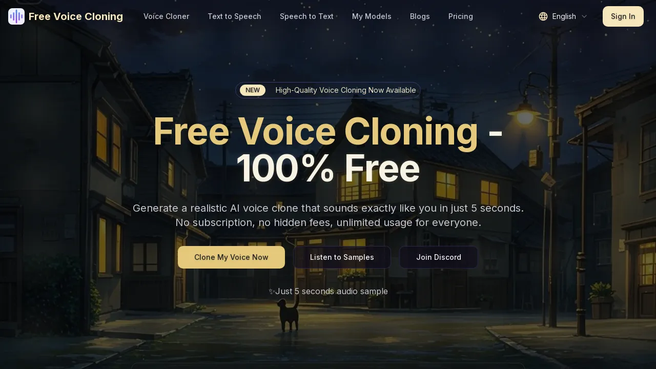 Free Voice Cloning - 100% Free