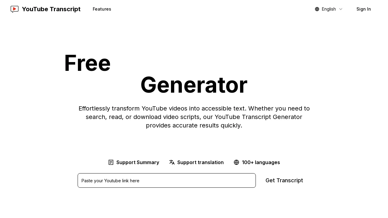 Free YouTube Transcript Generator