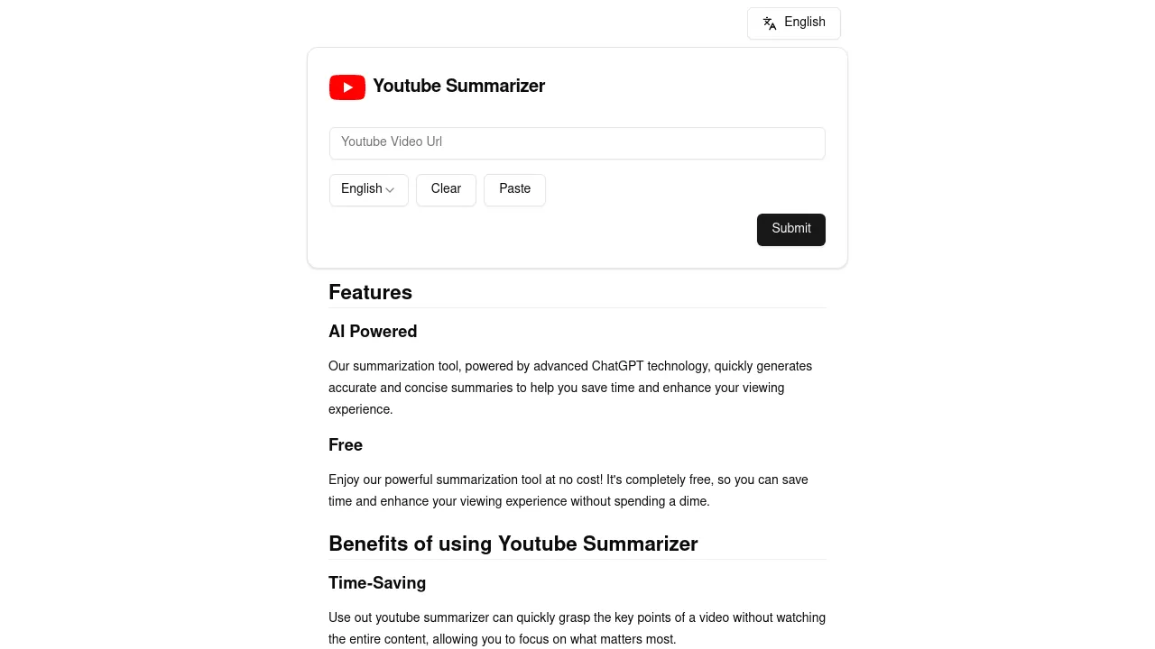 Free Youtube Summarizer | Summarize Youtube Video With AI screenshot