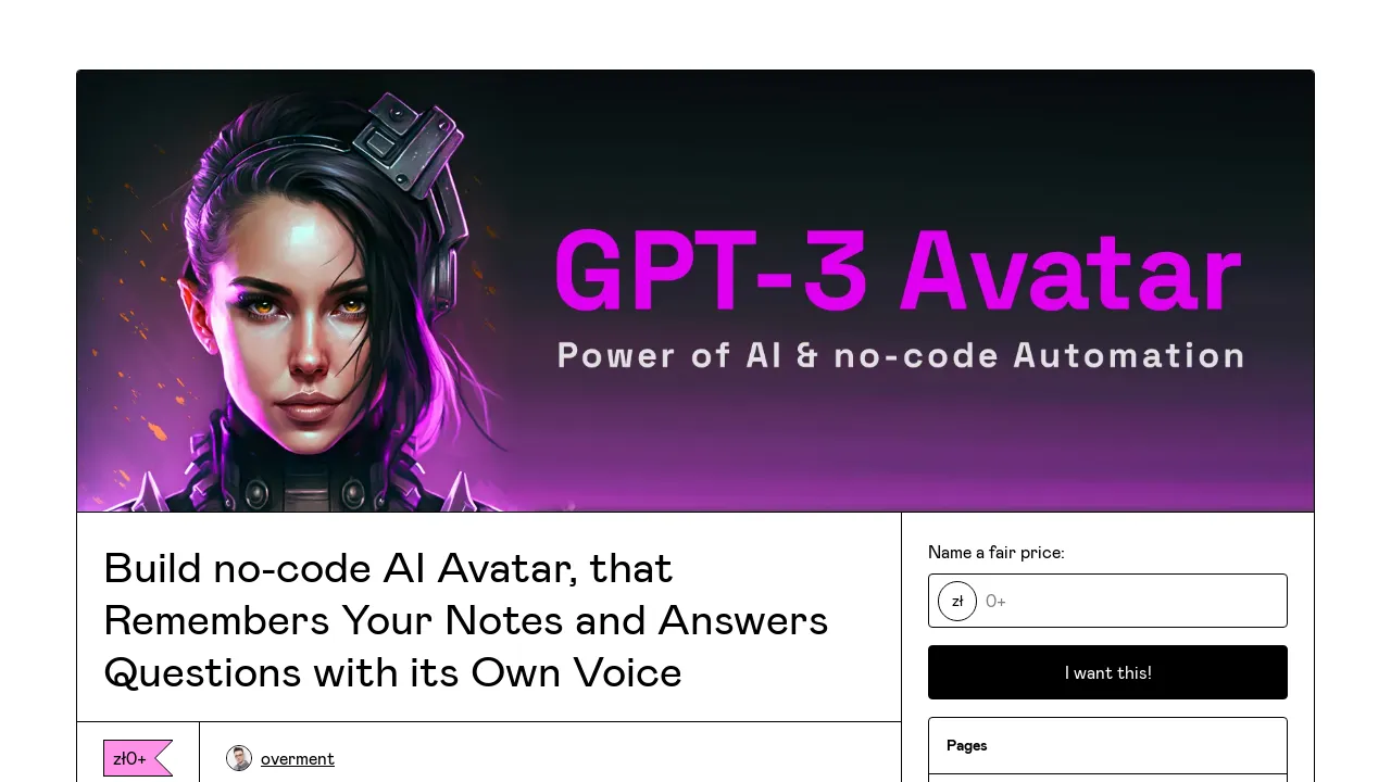 GPT-3 AI Avatar screenshot