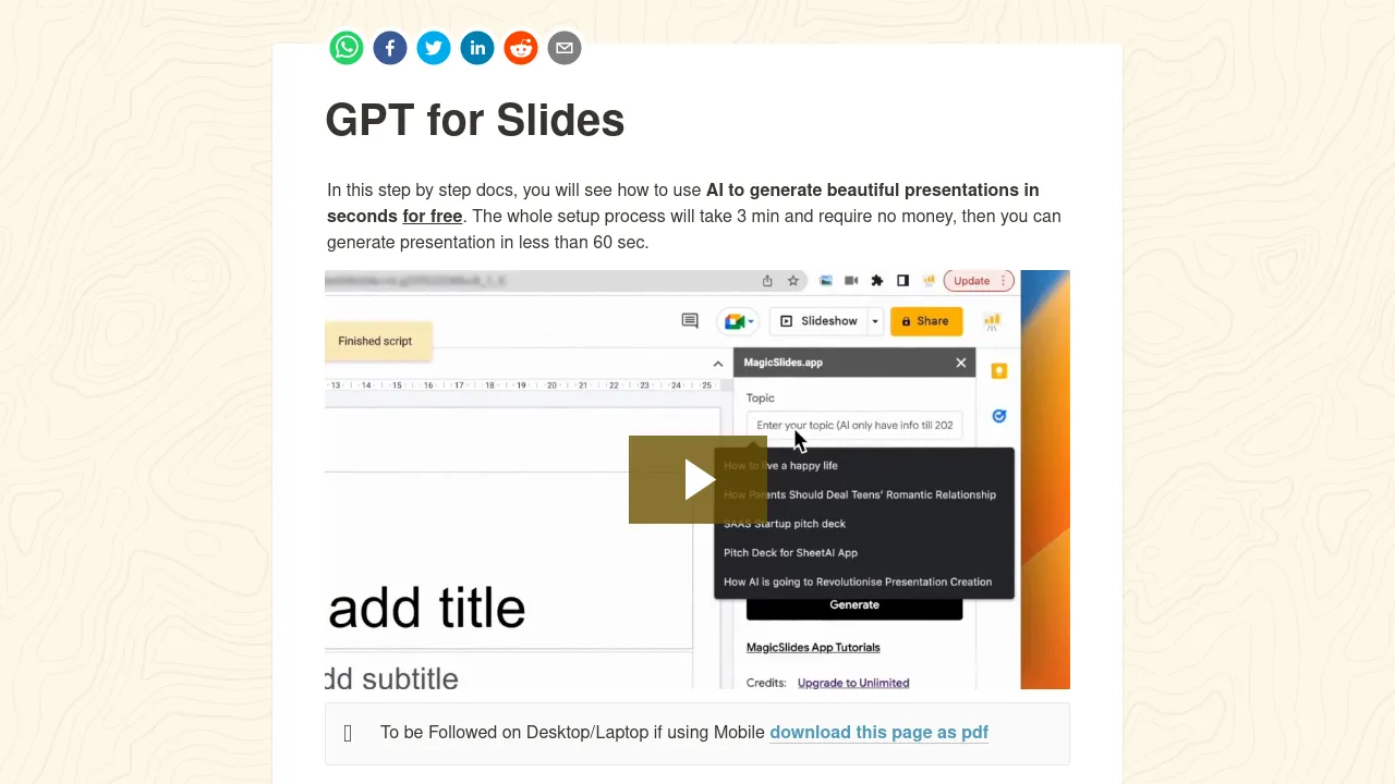 GPTforSlides screenshot