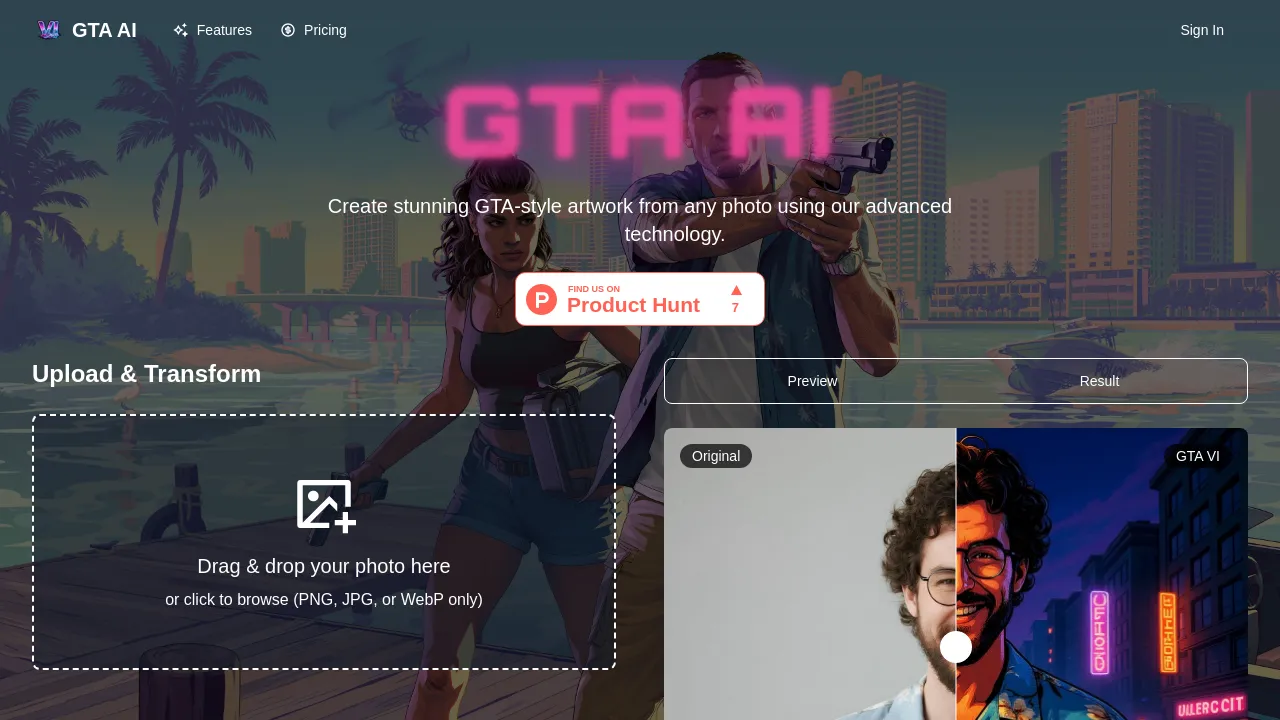 GTA AI - Convert Your Photos to Stunning GTA Style Artwork