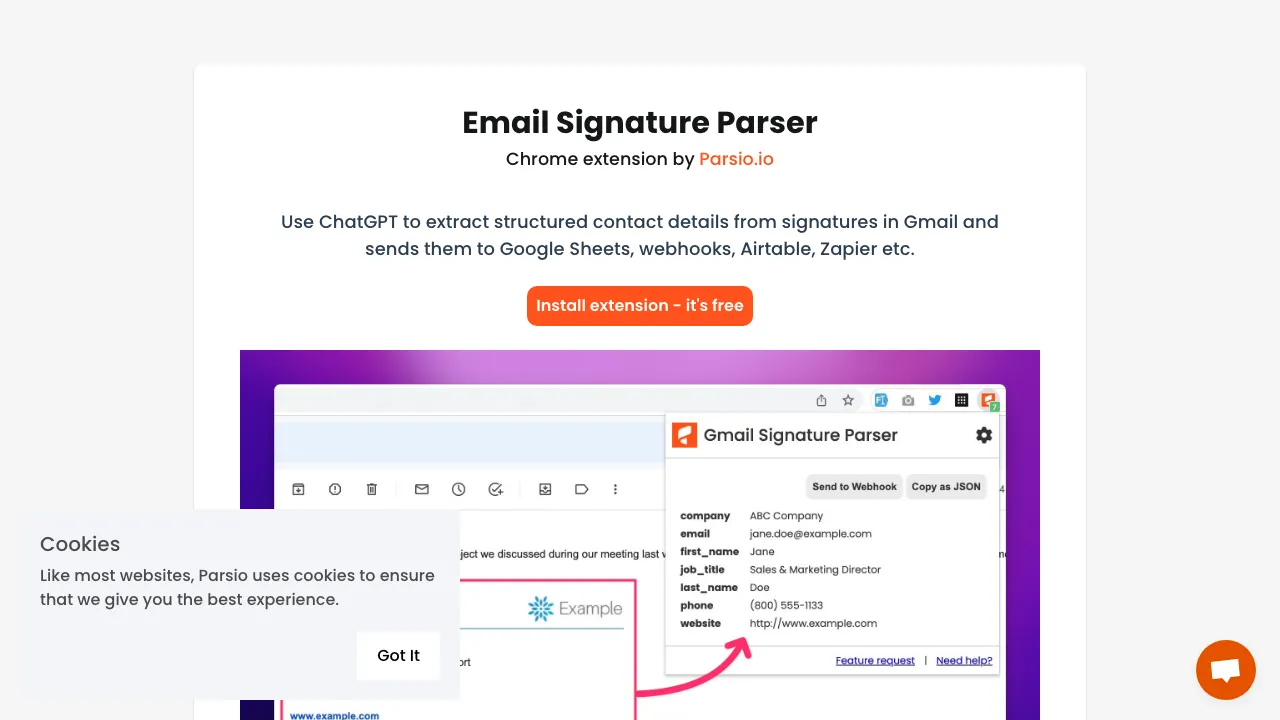 Gmail Signature Parser screenshot