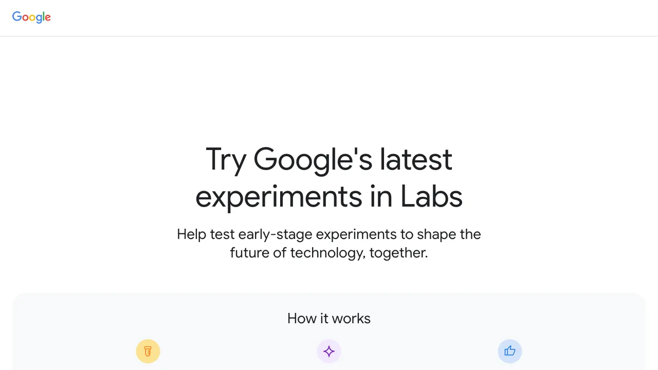 Google AI Labs screenshot