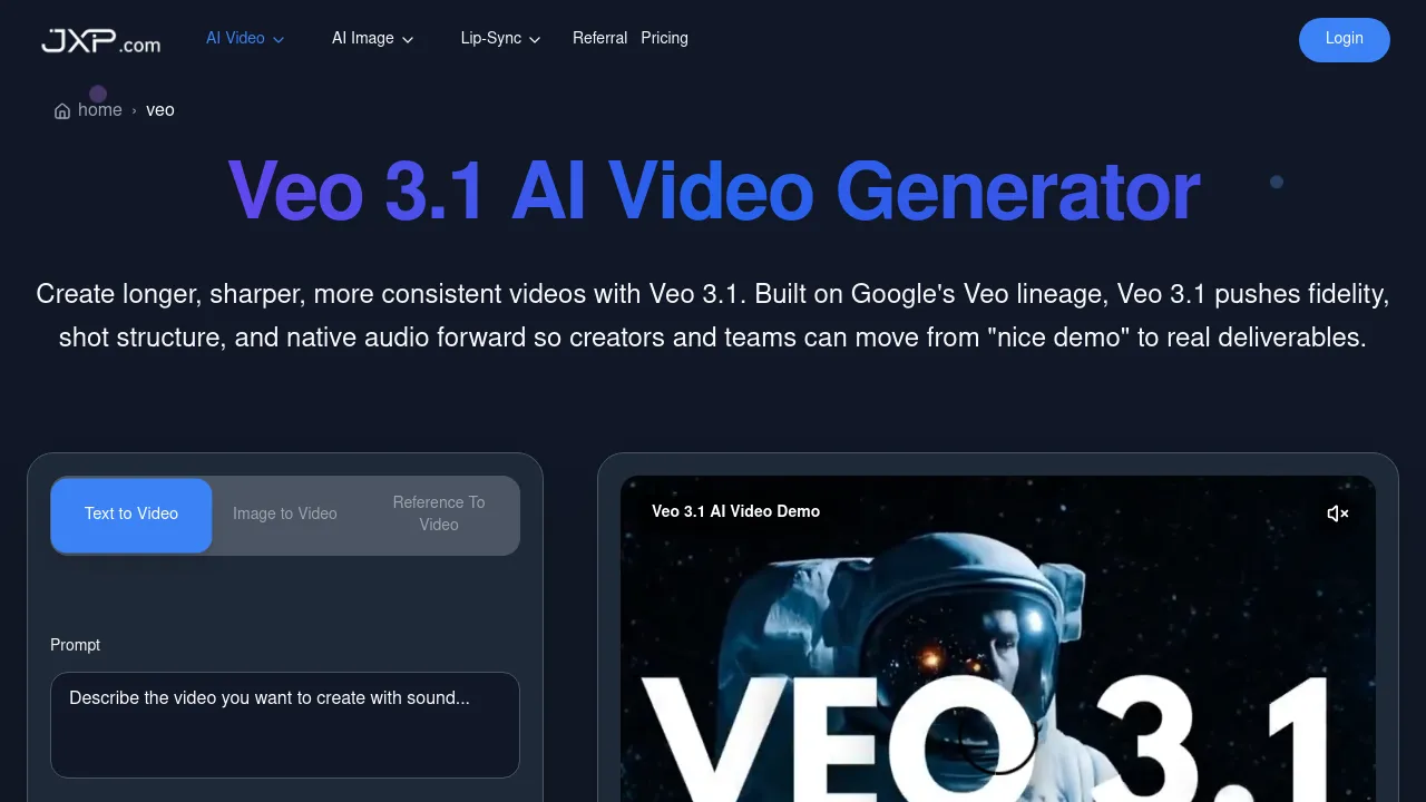 Google Veo 3.1 — AI Video Generator Overview | JXP