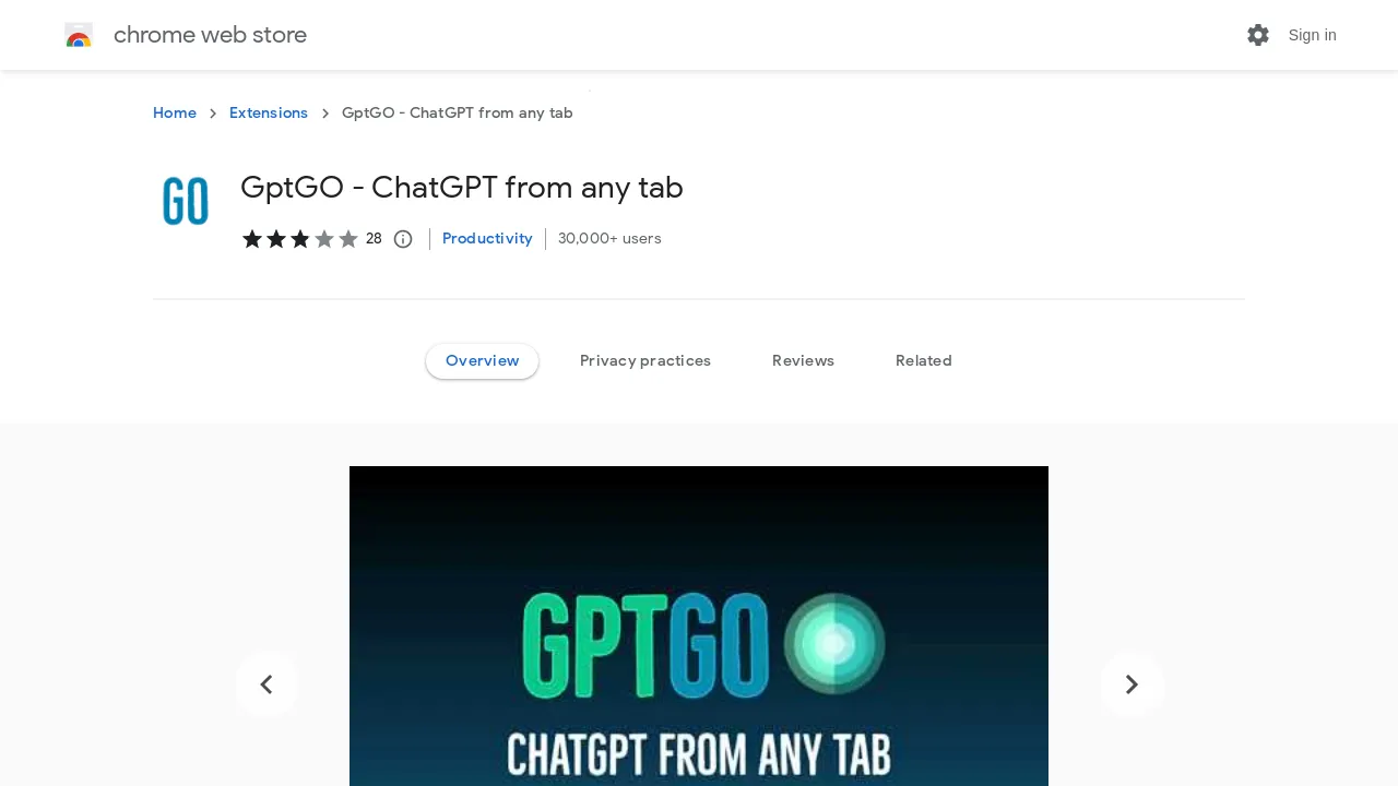 GptGO extension screenshot