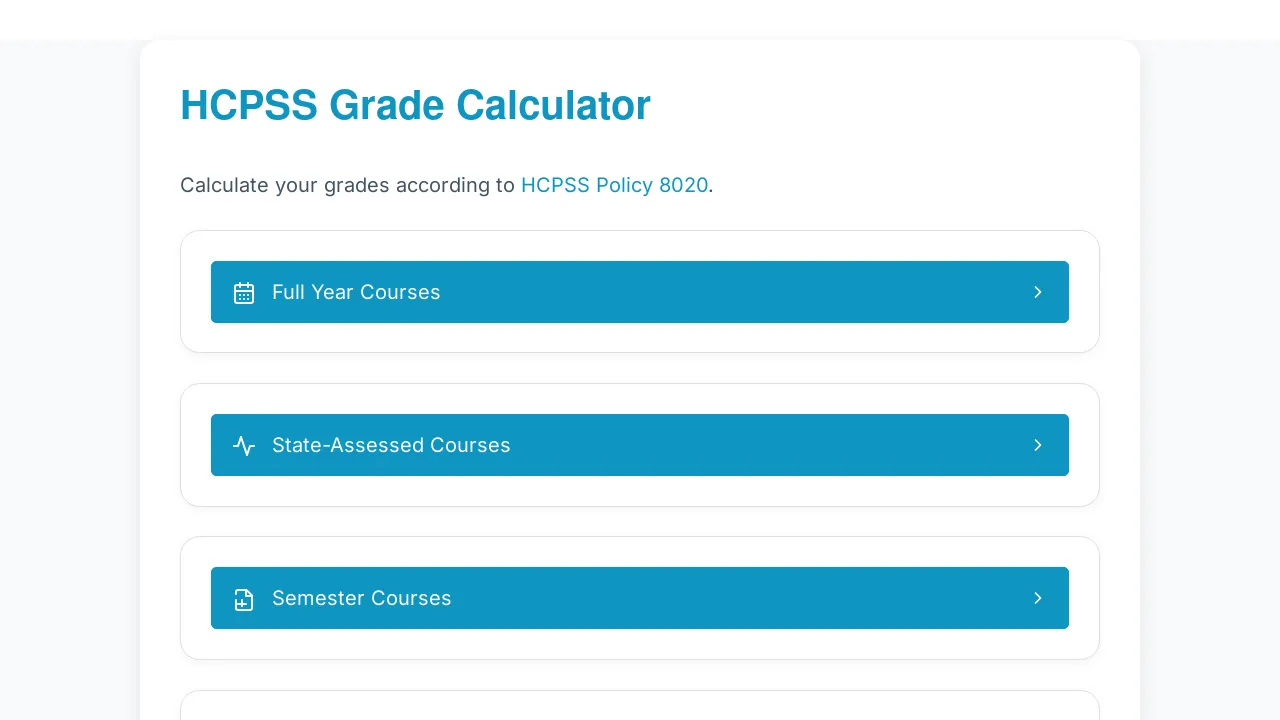 HCPSS Grade Calculator
