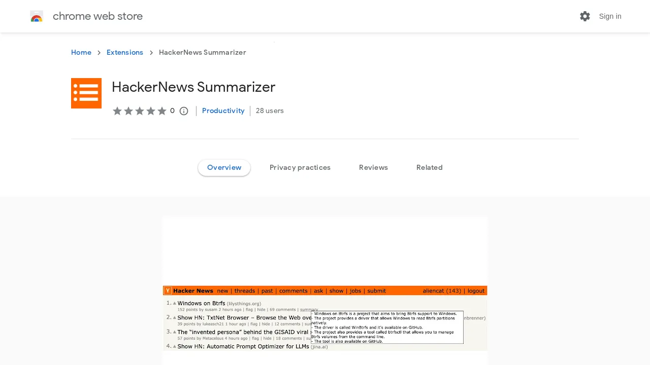 HackerNews Summarizer screenshot