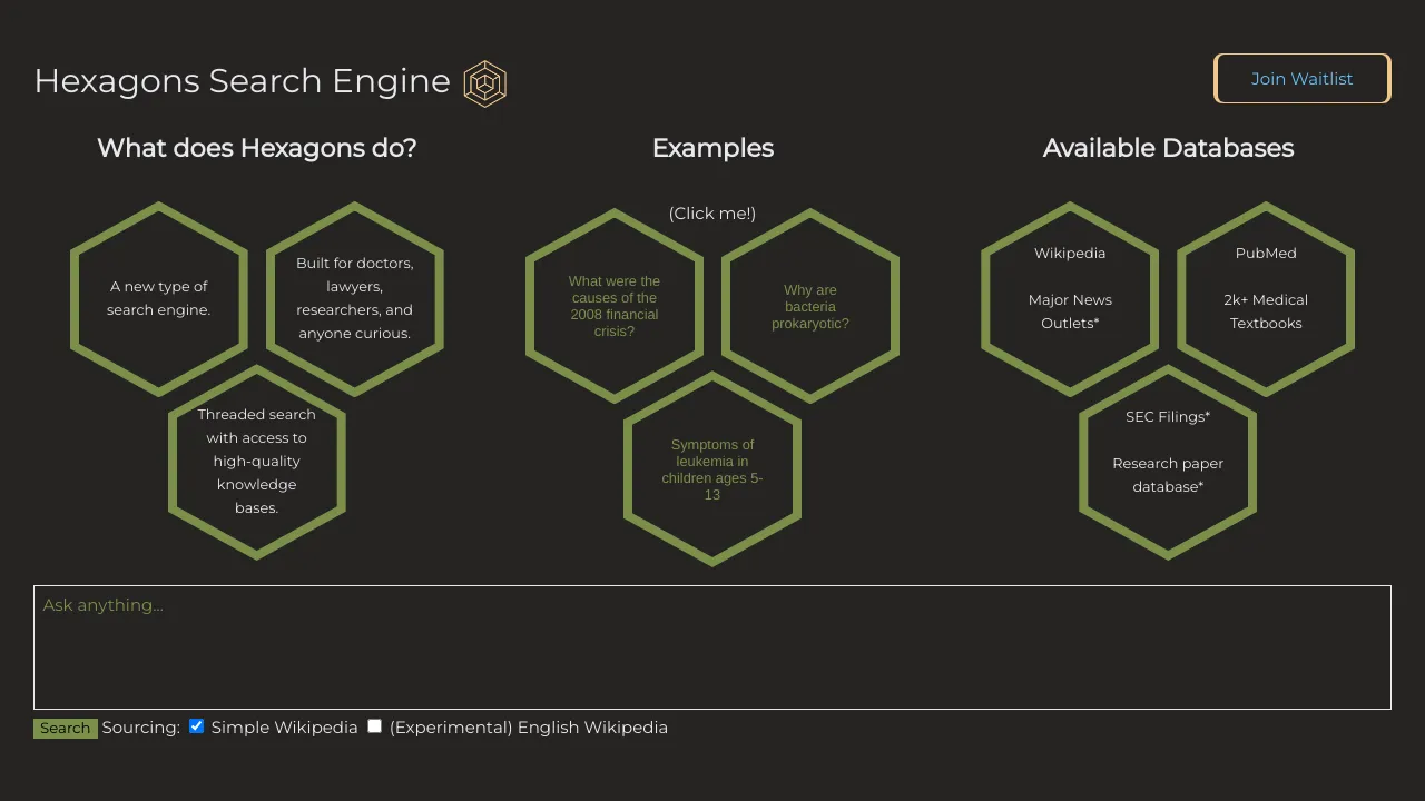 Hexagons Search screenshot