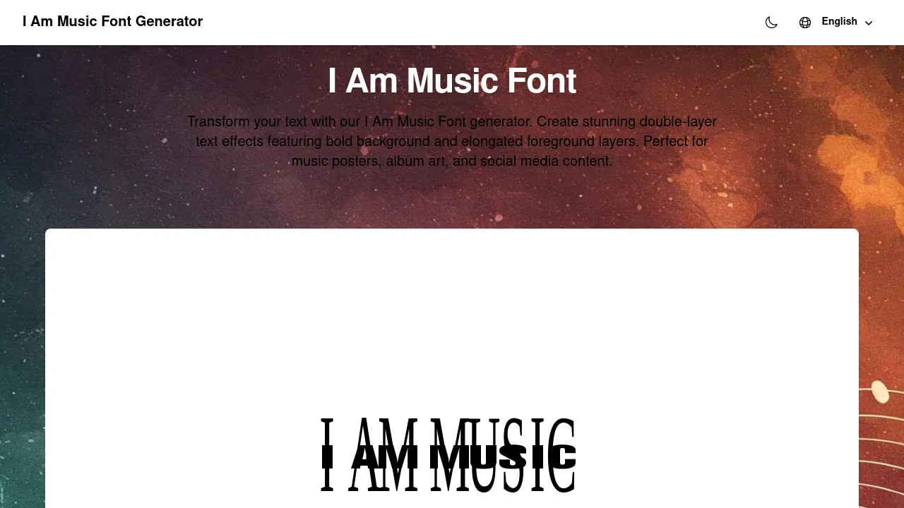 I Am Music Font - A Free Web Tool for Trendy Text Effects screenshot