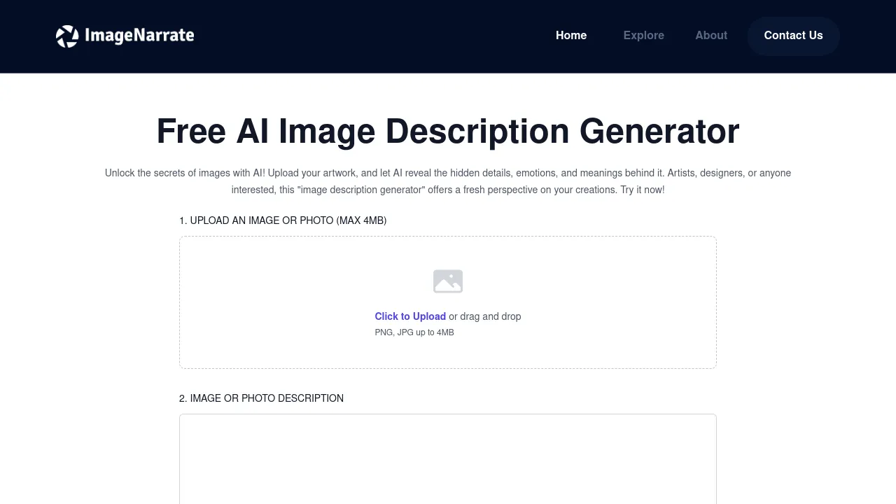 Image Description Generator screenshot