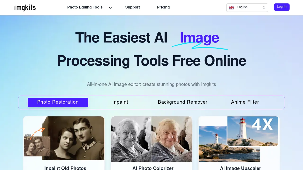 Imgkits | Top AI Image & Video Processing Tools Online screenshot