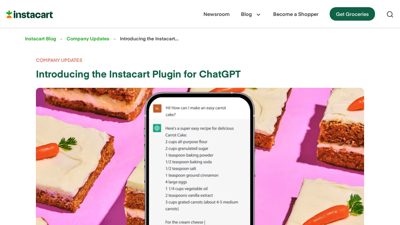 Instacart ChatGPT plugin screenshot