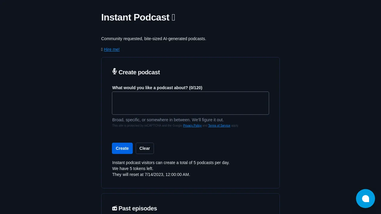 Instant Podcast screenshot