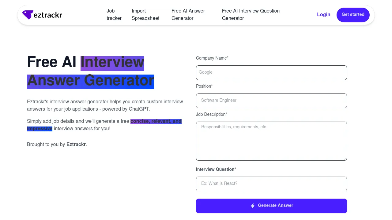 Interview Answer Generator screenshot