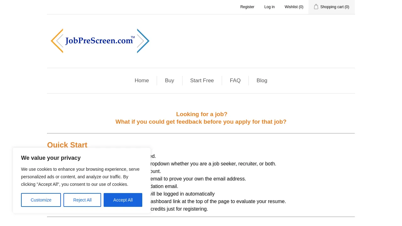 JobPreScreen screenshot