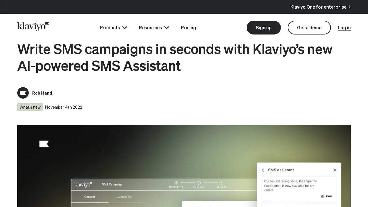 Klaviyo SMS Assistant screenshot