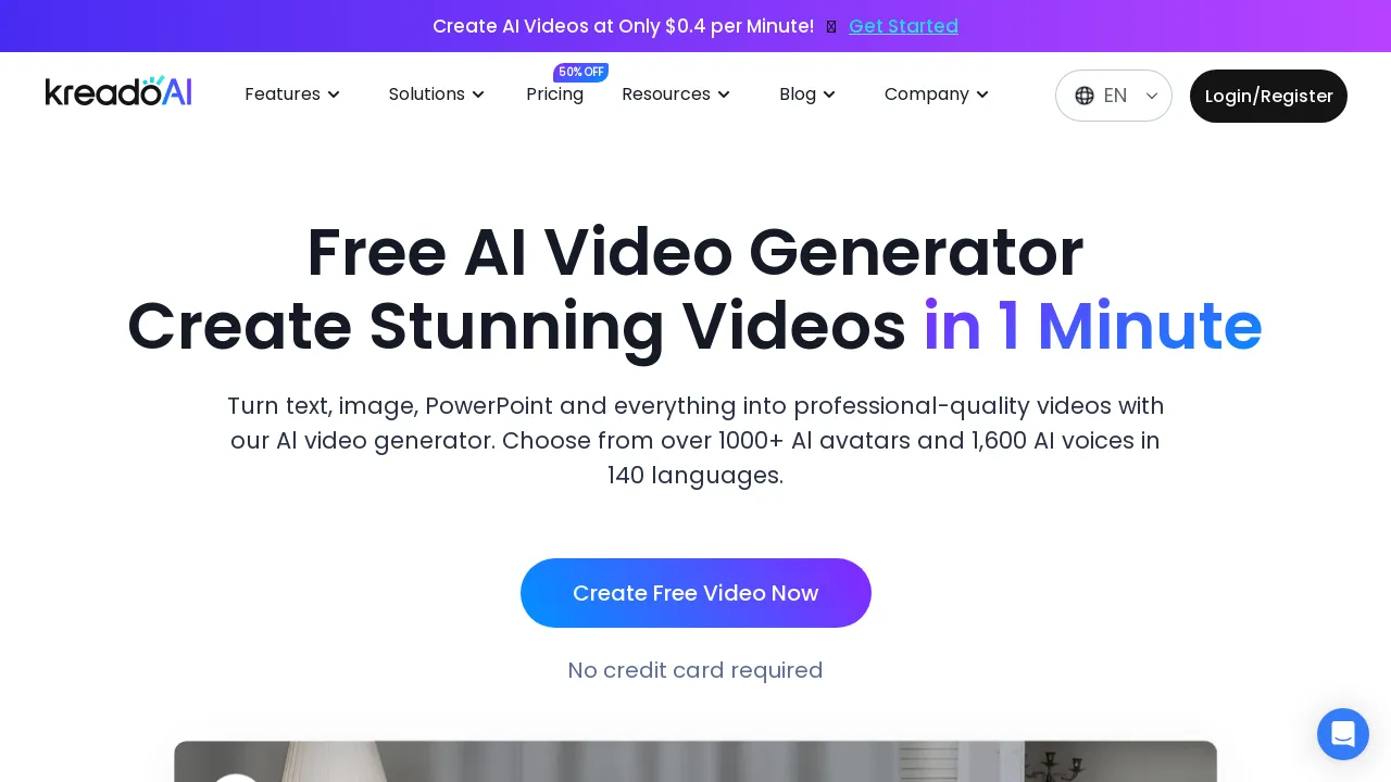 KreadoAI - Free AI Video Generator screenshot