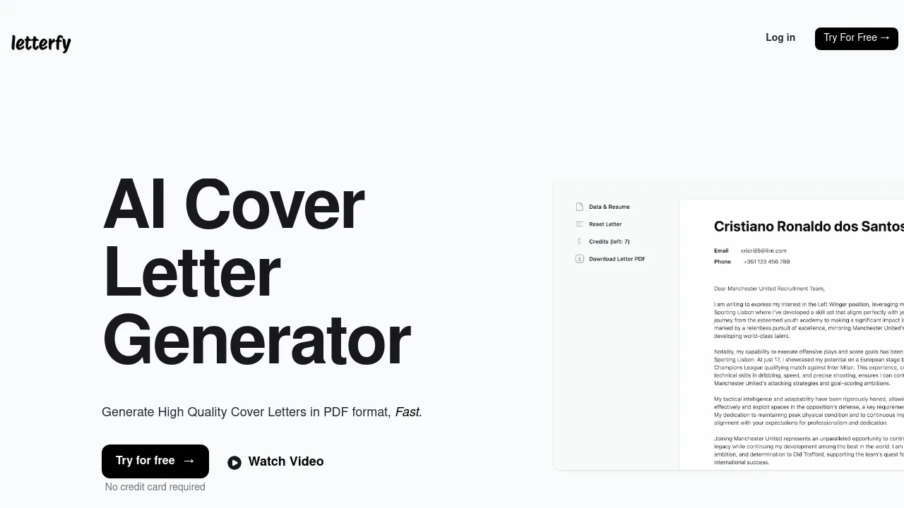 Letterfy - AI Cover Letter Generator screenshot