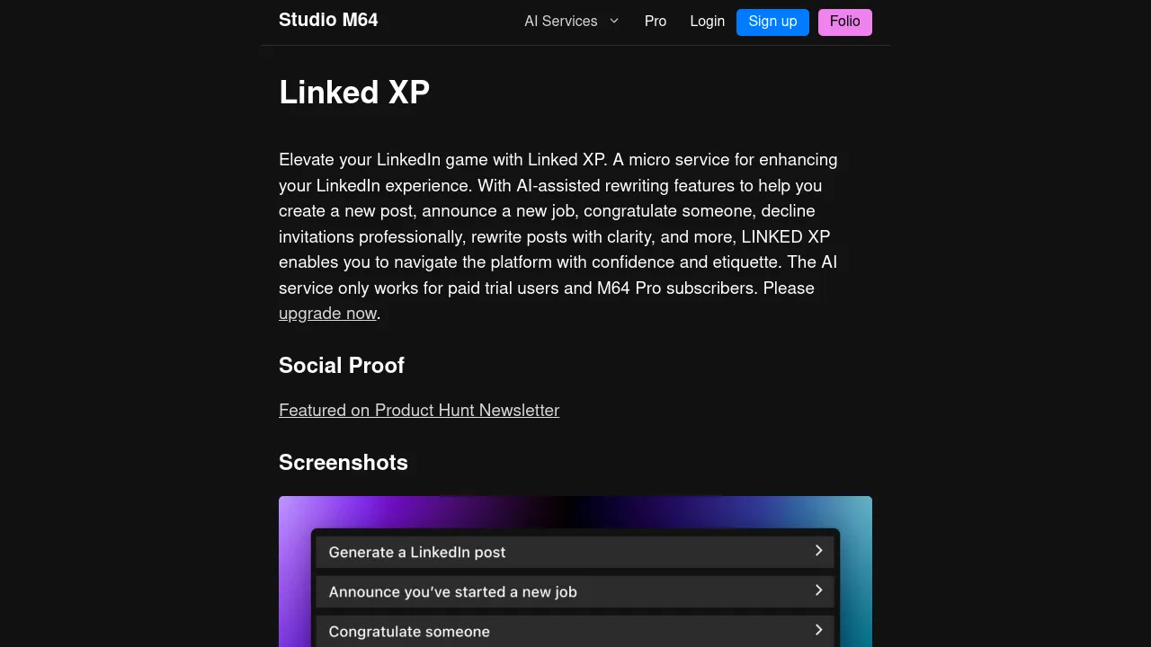 Linked XP screenshot