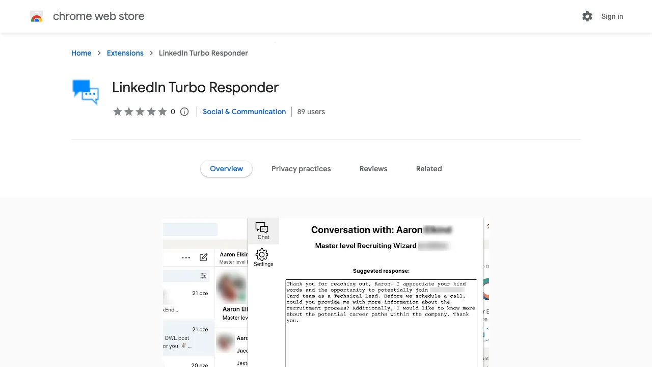 LinkedIn Turbo Responder screenshot