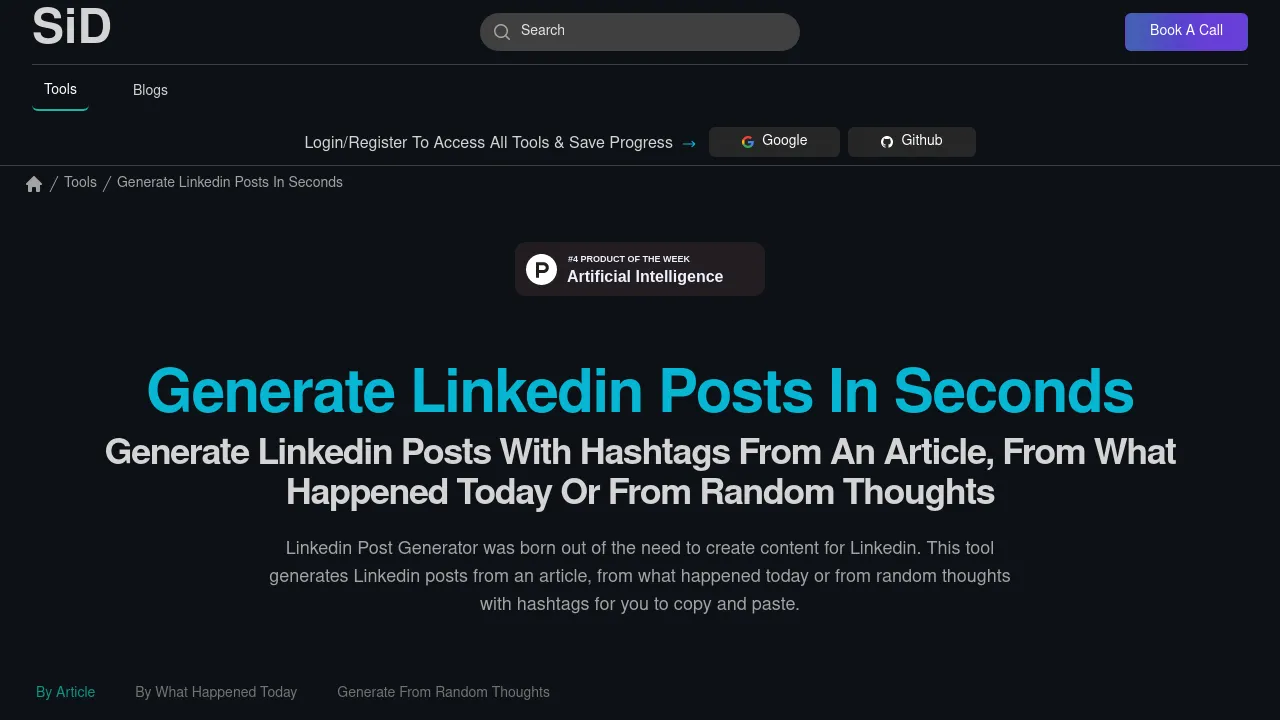 Linkedin Posts Generator screenshot