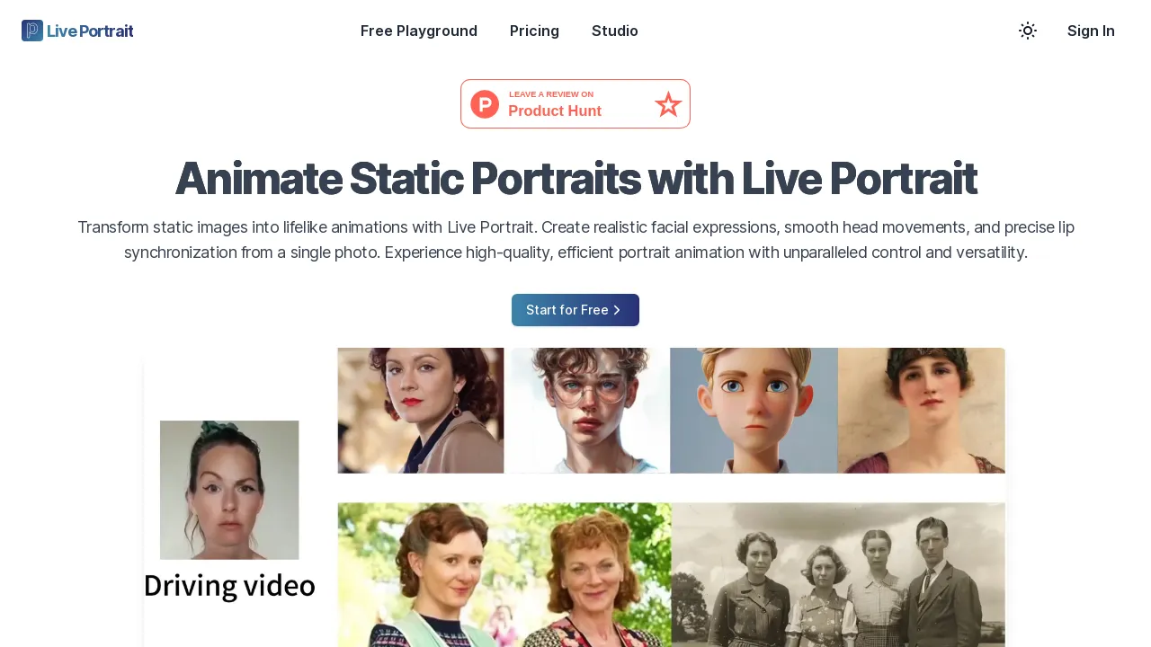 Live-Portrait.org screenshot