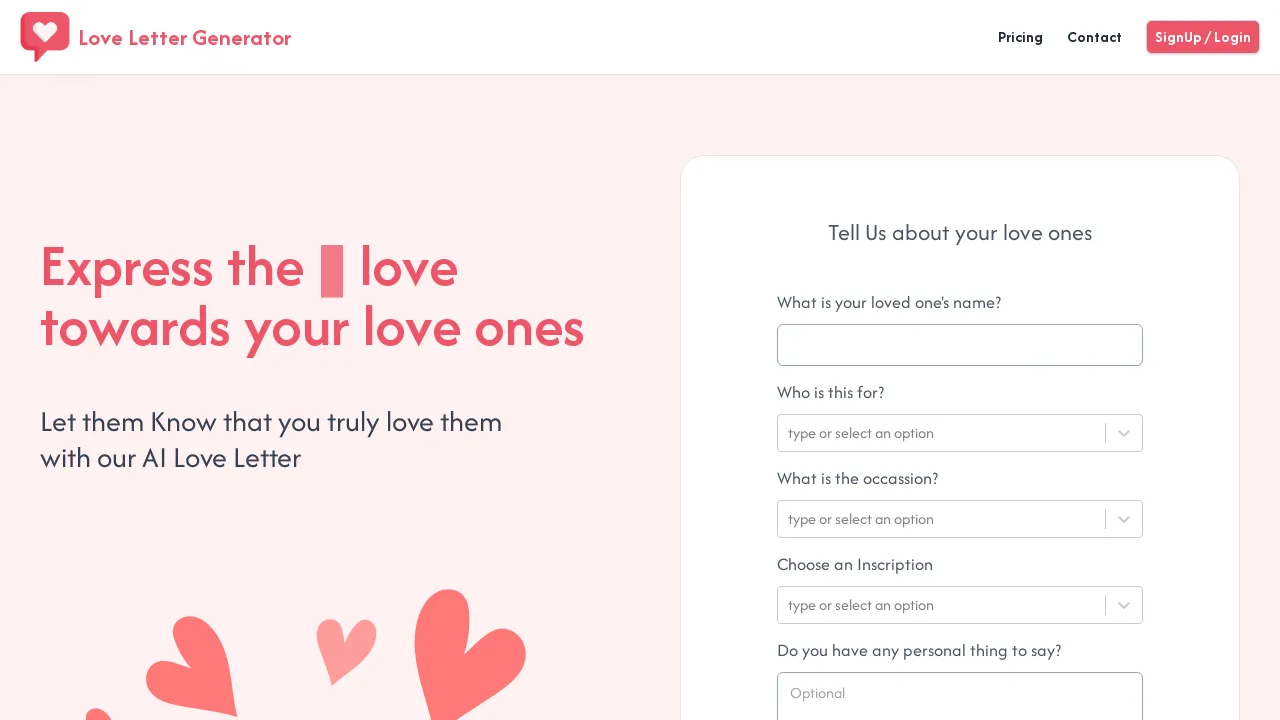 Love Letter Generator screenshot