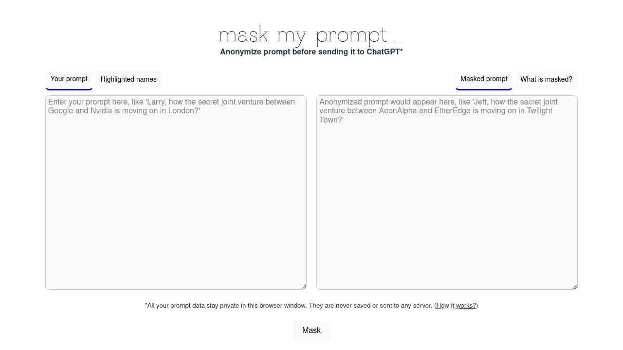 Maskmyprompt screenshot