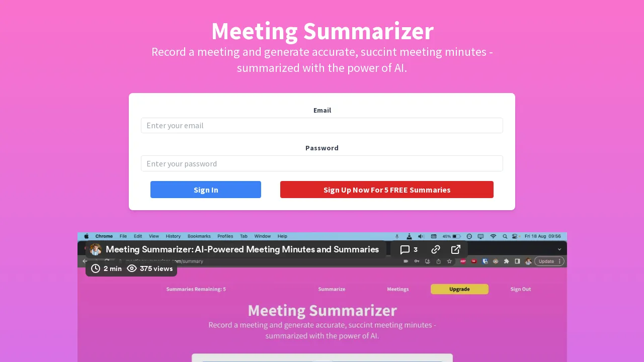 Meeting Summarizer screenshot