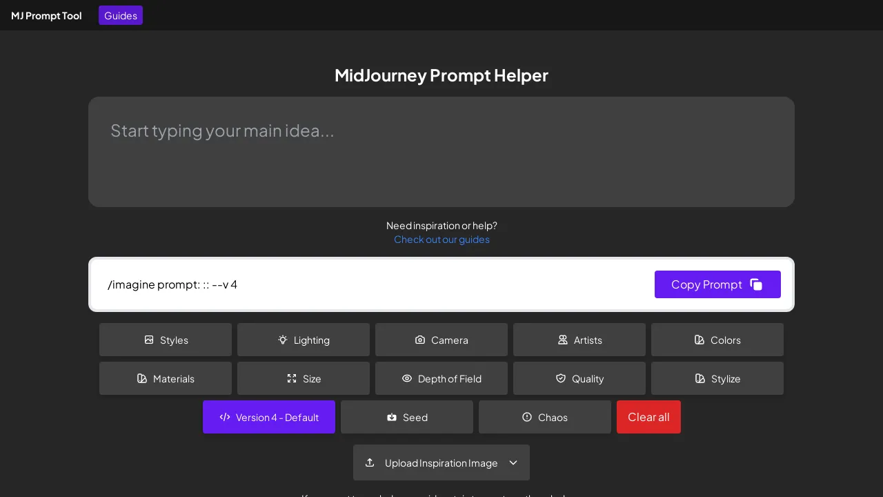 MidJourney Prompt Helper screenshot