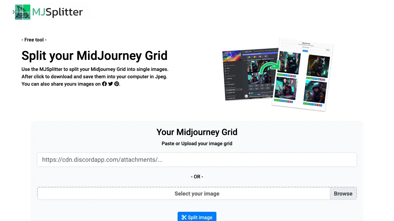 Midjourney Splitter screenshot