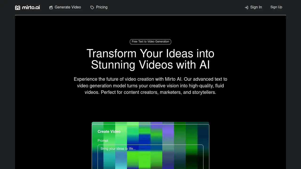 Mirto AI: Transform Your Ideas into Stunning Videos with AI