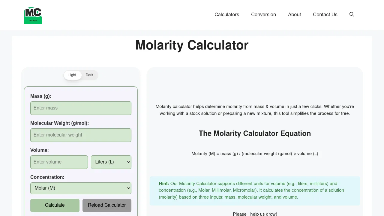 MolarityCalc
