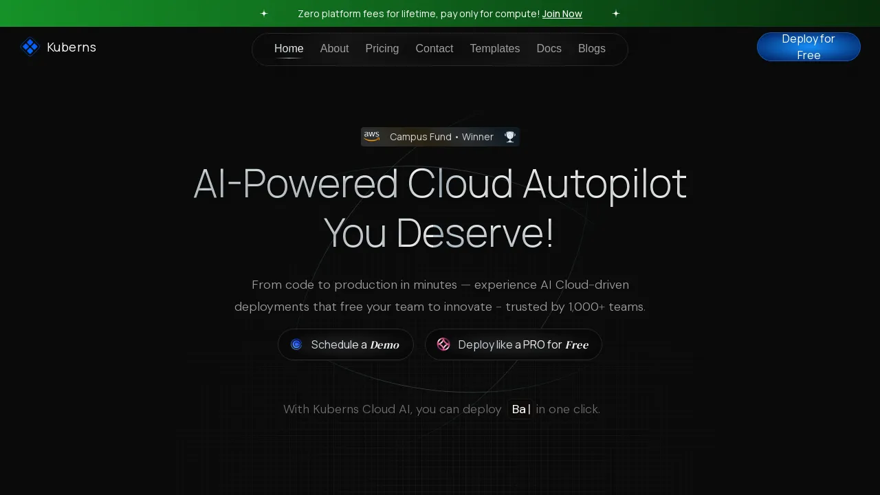 One Click AI-powered Cloud Deployment Platform screenshot