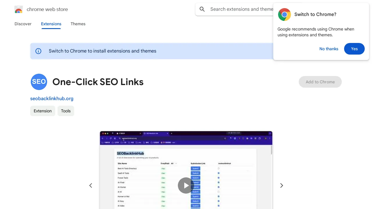 One-Click SEO Links screenshot
