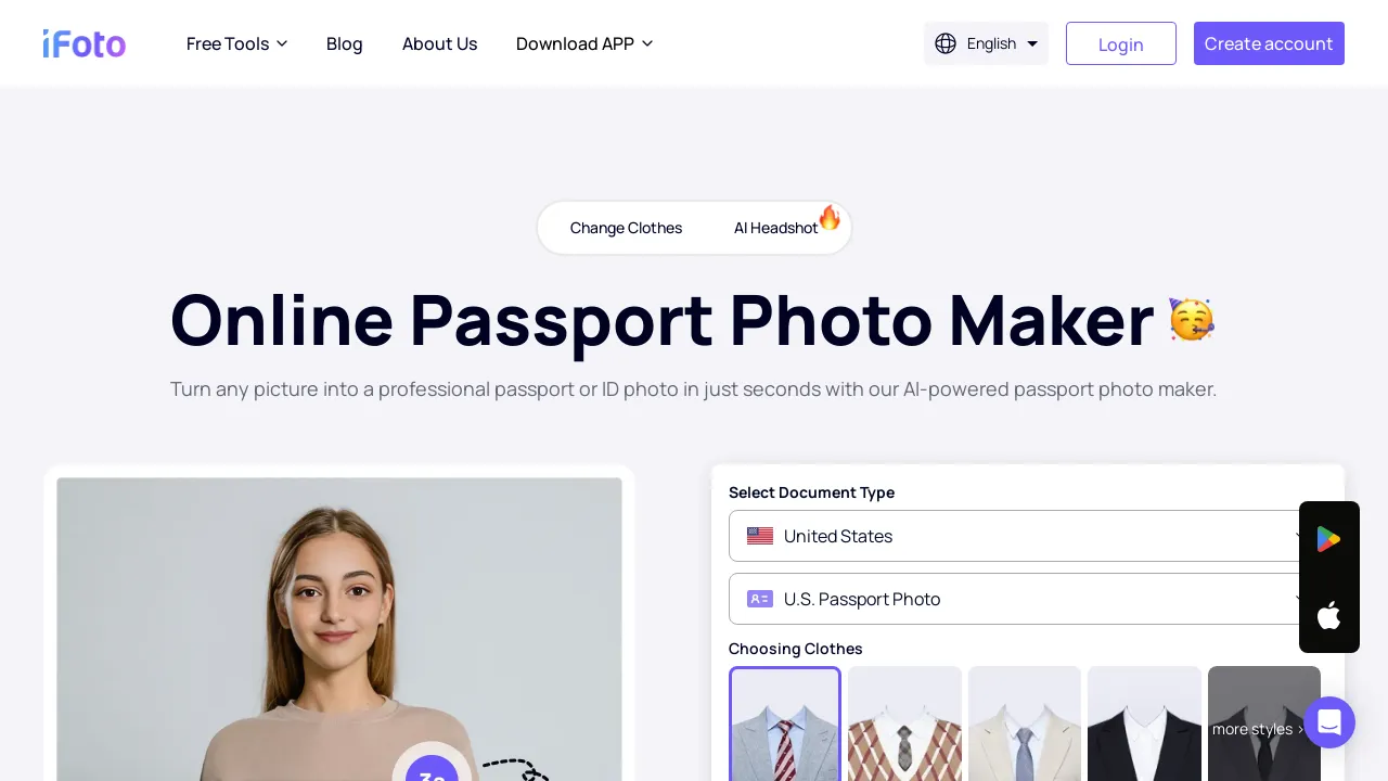 Online Passport Photo Maker: Create Professional Passport Photos in Seconds with AI screenshot