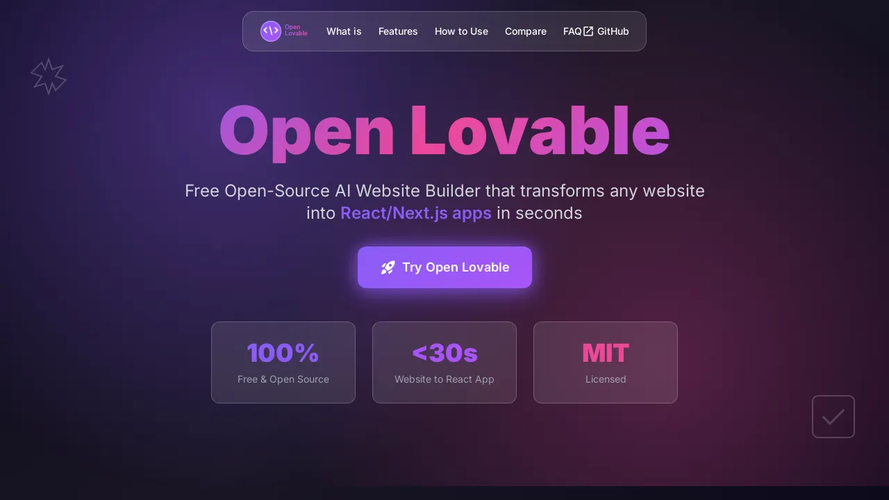 Open Lovable - Free Open-Source AI Website Builder | Lovable Alternative screenshot