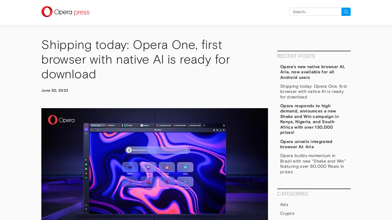 Opera One screenshot